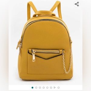 NWT EMPERIA Kayli Faux Leather Mini Backpack 3 Way Purse Daypack Mustard